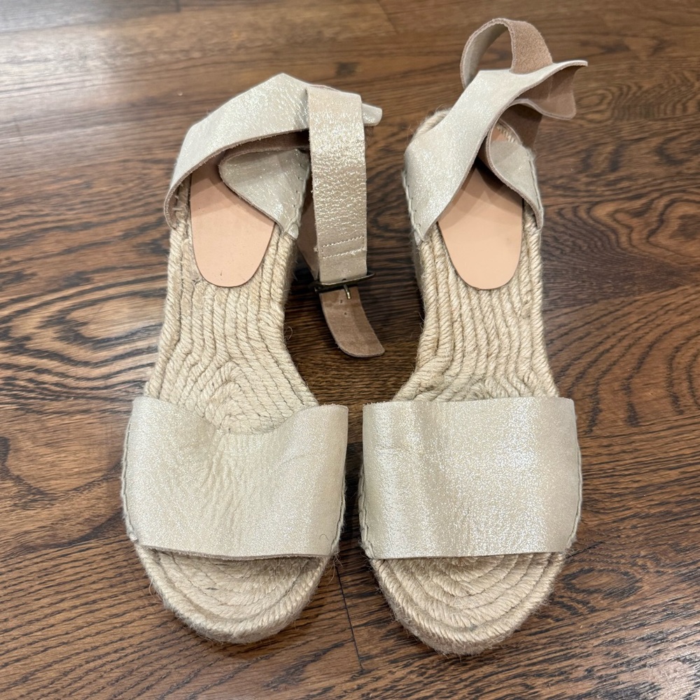 J. Crew Collection Metallic Espadrille Sandals with Ankle Strap